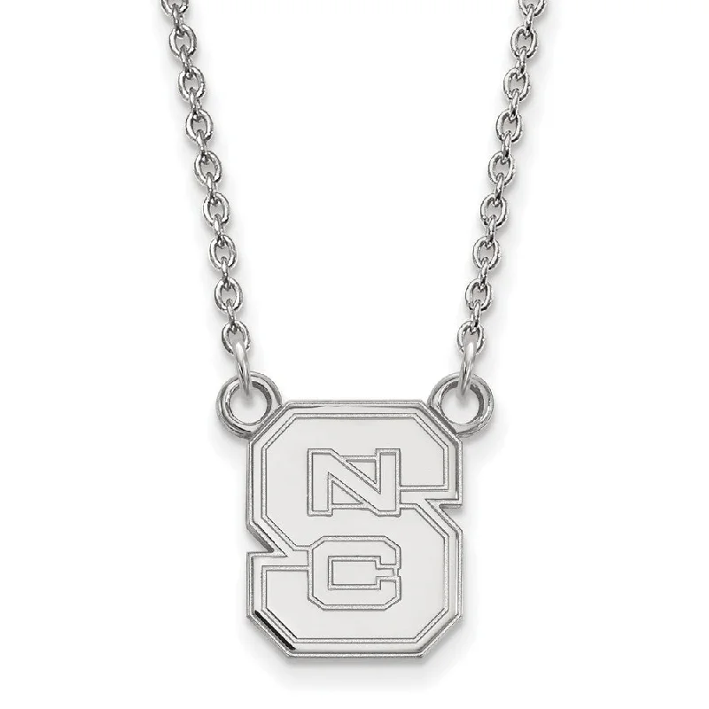 14k White Gold North Carolina Small 'NCS' Pendant Necklace