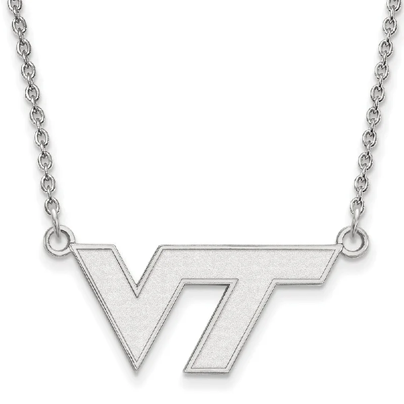 14k White Gold Virginia Tech Small 'VT' Pendant Necklace