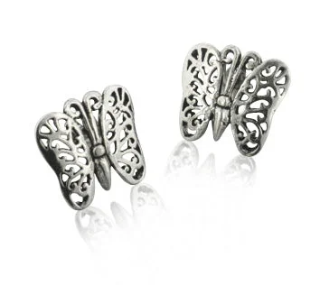 Sterling Silver Filigree Butterfly Post Studs Earrings