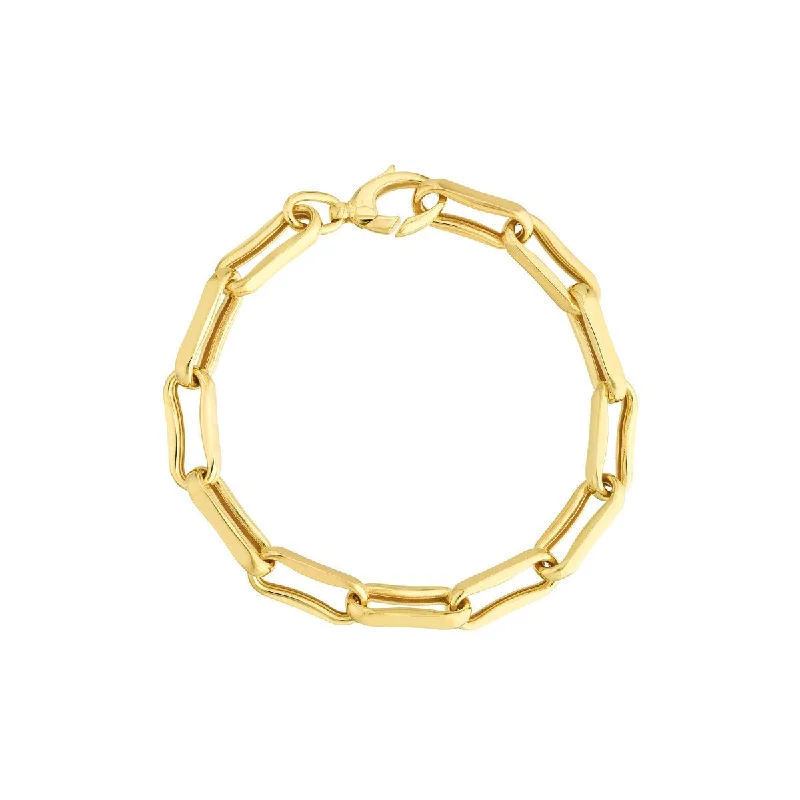 14K Yellow Gold Oval Pinched Link Bracelet