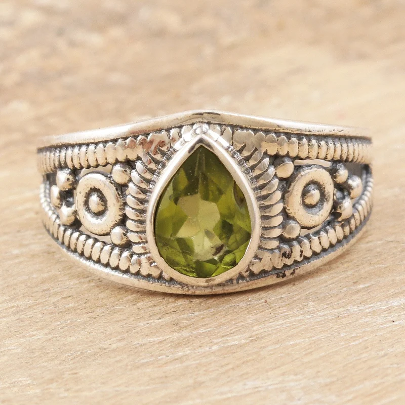 Novica Handmade Prosperity Drop Peridot Cocktail Ring