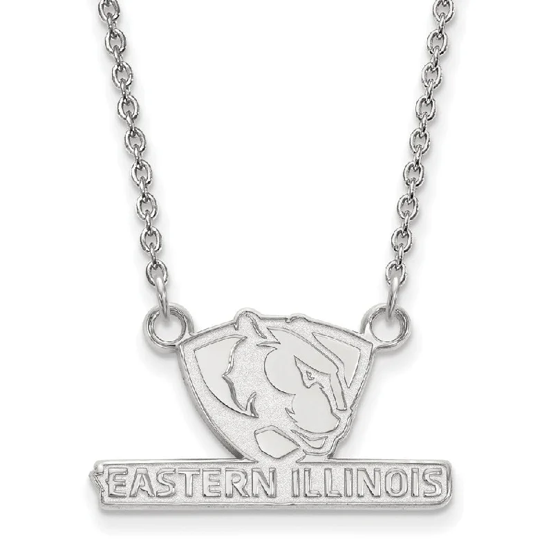 14k White Gold Eastern Illinois U Small Pendant Necklace