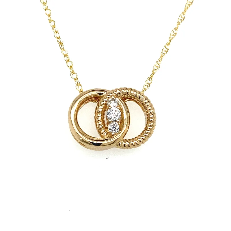 14K Yellow Gold 0.12ctw Diamond Marriage Symbol Necklace