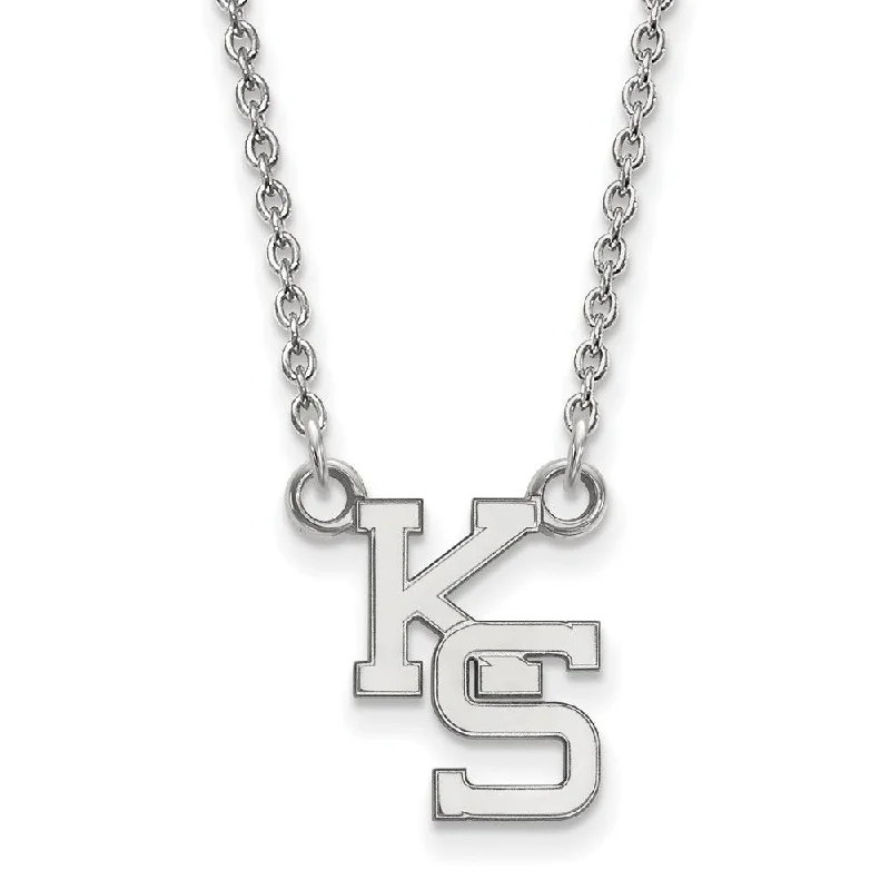 14k White Gold Kansas State Small Pendant Necklace