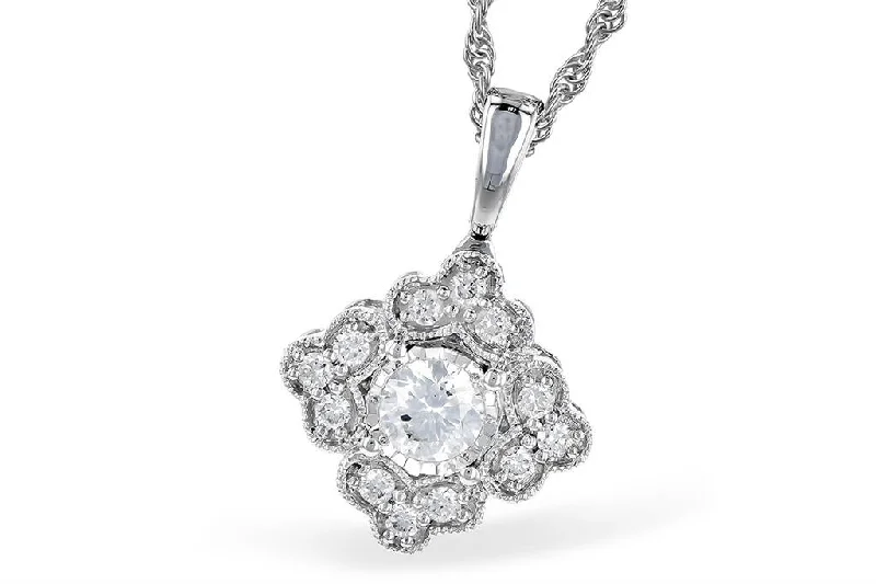 14K White Gold 0.15ctw Diamond Vintage Inspired Necklace by Allison Kaufman