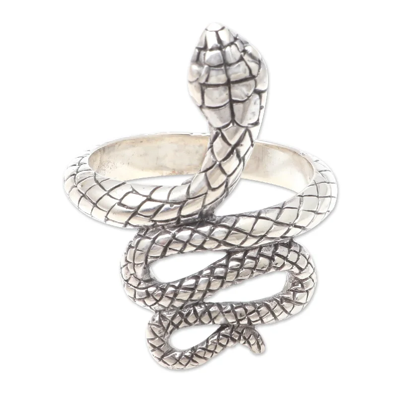 Novica Handmade Rattlesnake Roll Sterling Silver Cocktail Ring