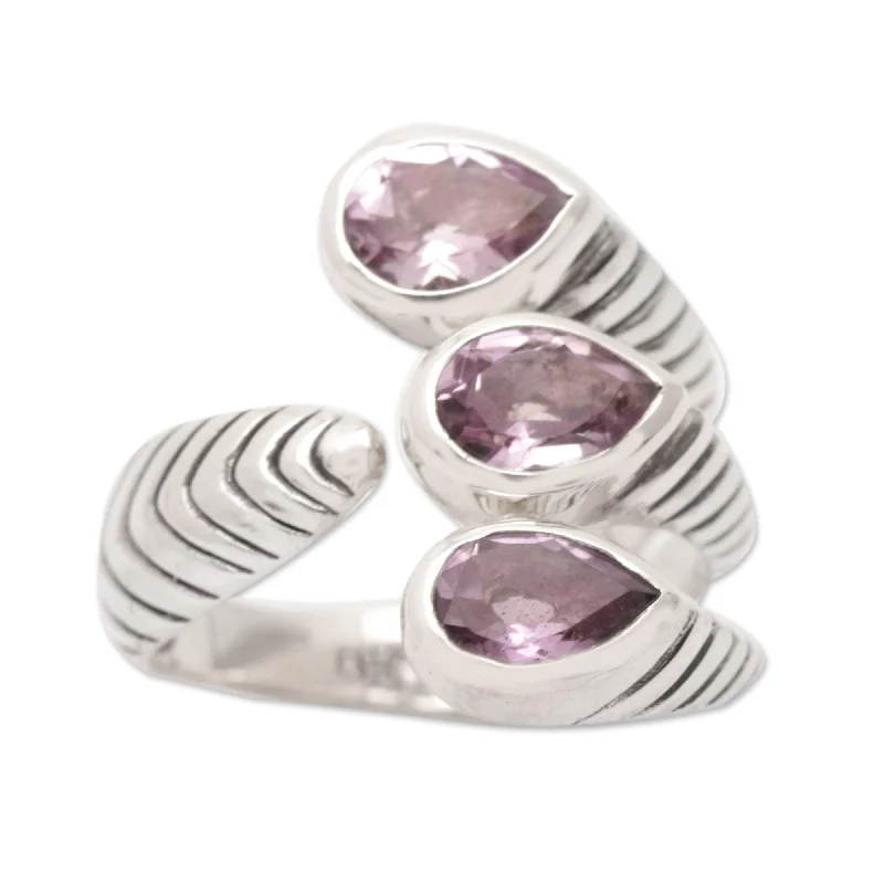 Novica Handmade Three Times Chic Amethyst Wrap Ring