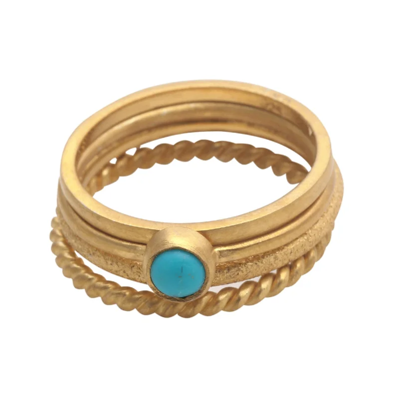 Novica Handmade Align Gold Plated Stacking Rings (Set Of 4)