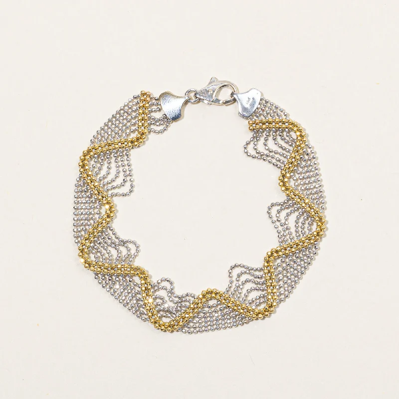 18k Two Tone Bead Link Bracelet | 6.5" |