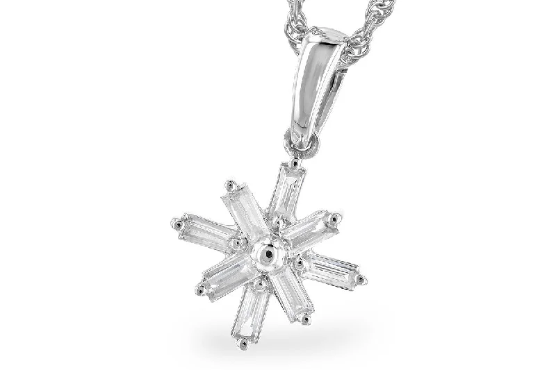 14K White Gold 0.14ctw Baguette Diamond Starburst Necklace by Allison Kaufman