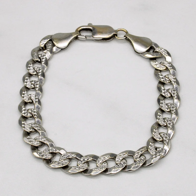 18k White Gold Curb Link Bracelet | 7" |