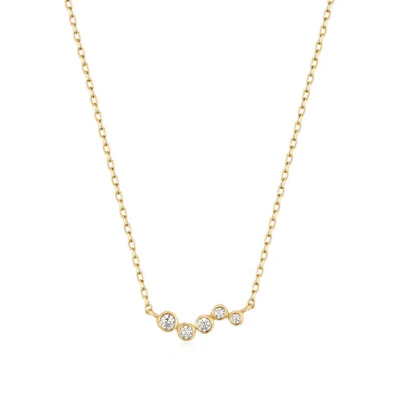 14K Yellow Gold 0.04ctw Diamond Wave Bar Necklace by Aurelie Gi