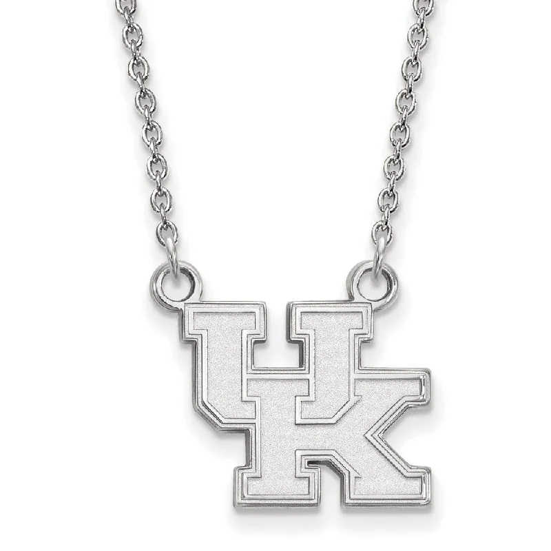 14k White Gold U of Kentucky Small 'UK' Pendant Necklace