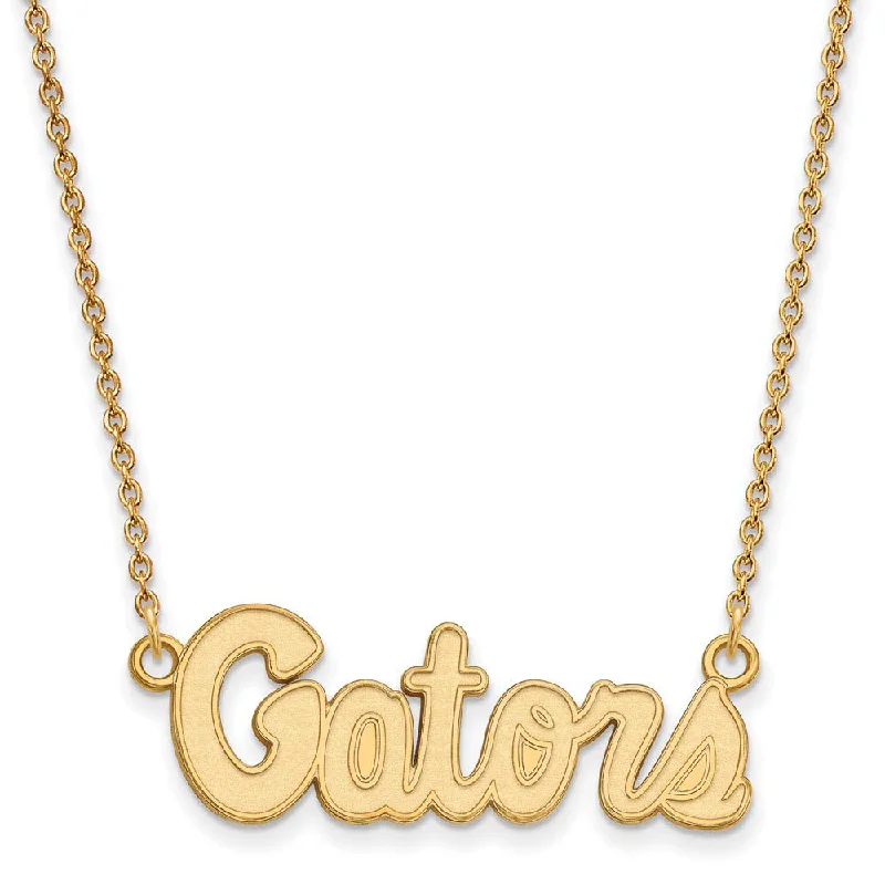 10k Yellow Gold U of Florida Small 'Gators' Pendant Necklace