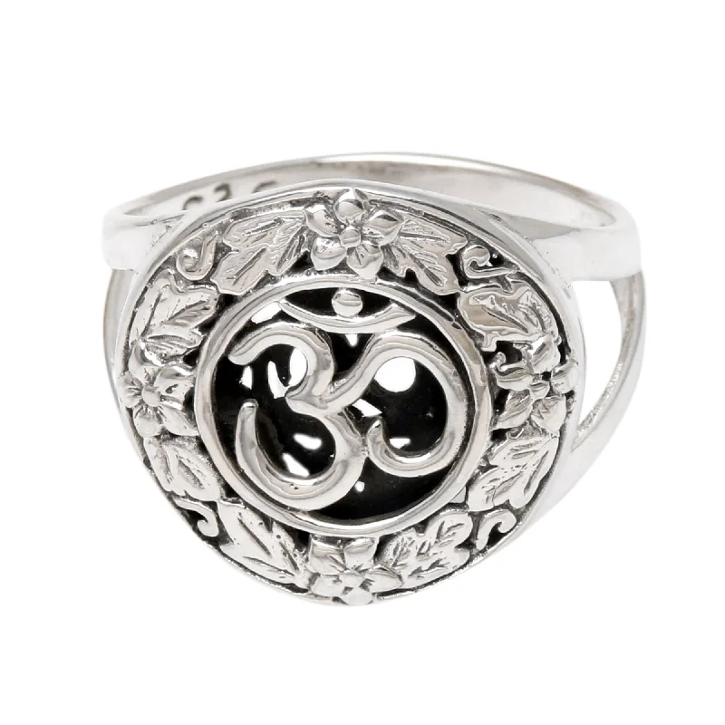 Novica Handmade Balinese Ongkara Sterling Silver Cocktail Ring