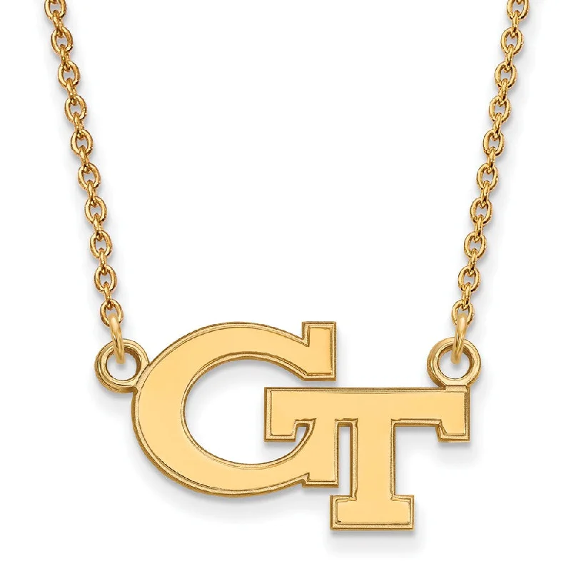 10k Yellow Gold Georgia Technology Small 'GT' Pendant Necklace