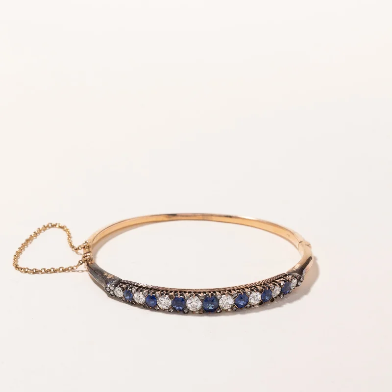 14k Yellow Gold Sapphire & Diamond Bracelet | 1.73ctw, 1.74ctw | 7"