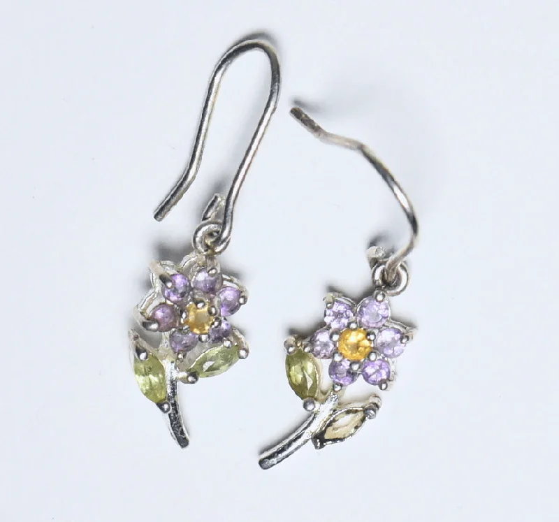 Gemstone Flower Earrings