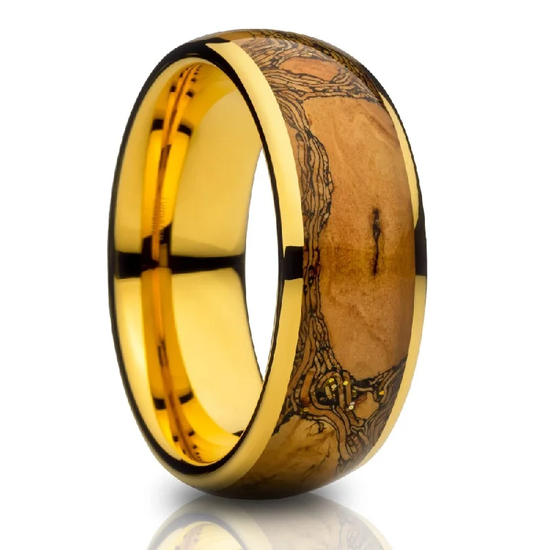 Cork Inlay Yellow Gold Tungsten Wedding Ring 8Mm Comfort Fit Size 715