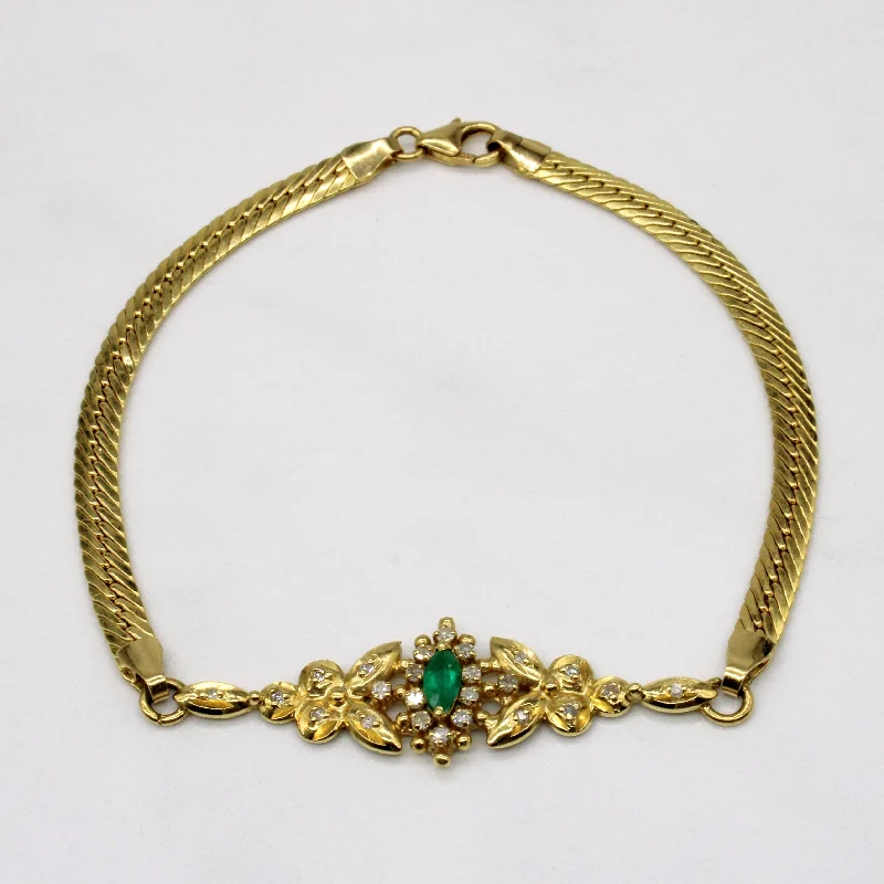 Diamond & Emerald Pendant Bracelet | 0.18ctw, 0.15ct | 7.5" |