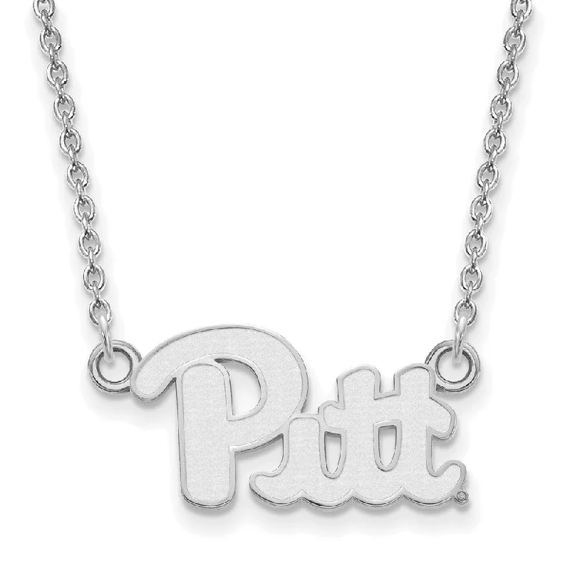 14k White Gold U of Pittsburgh Small 'Pitt' Pendant Necklace