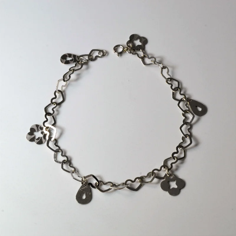 18k White Gold Clover Charm Bracelet | 7.5" |