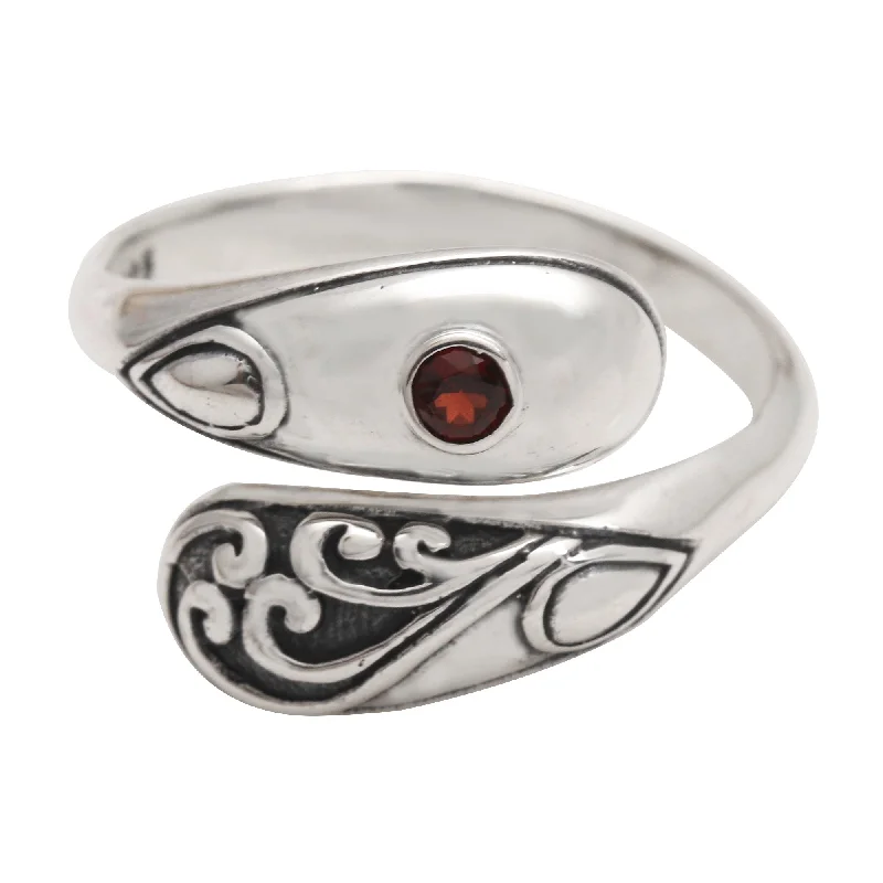 Novica Handmade Two Heads Garnet Wrap Ring