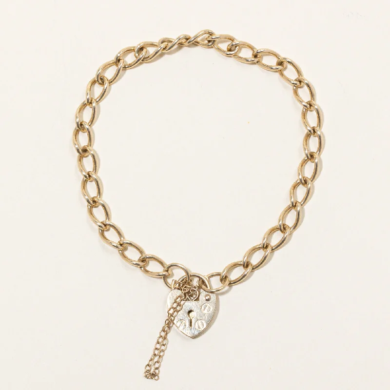 9k Yellow Gold Heart Lock Bracelet | 7" |