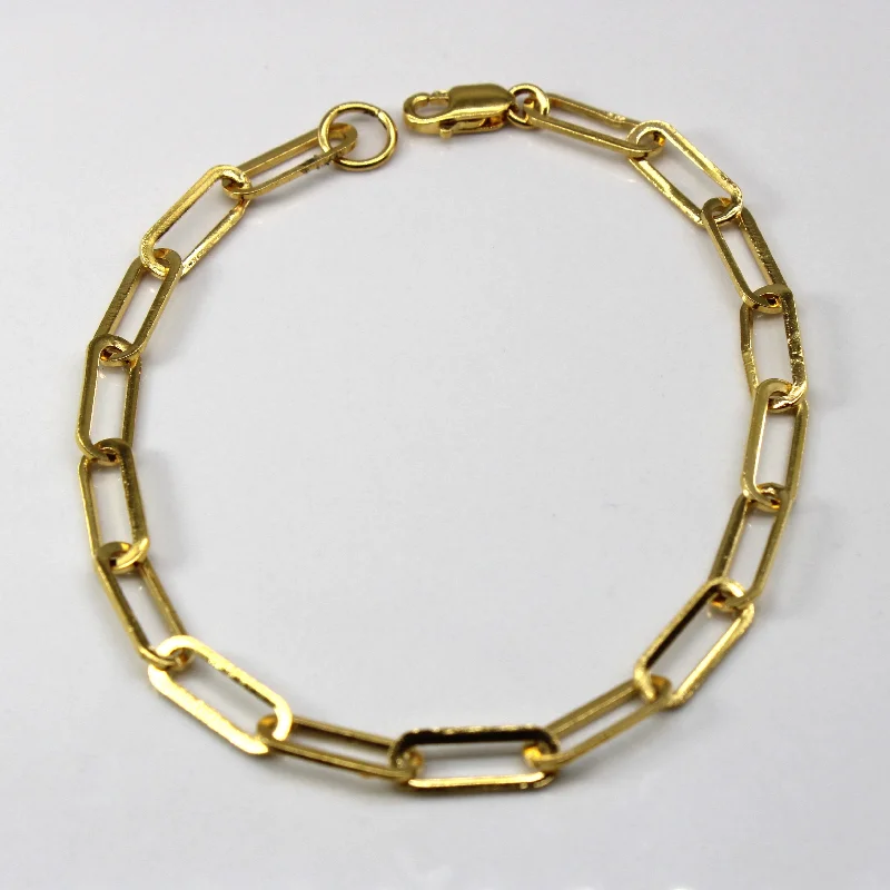 22k Yellow Gold Elongated Link Cable Chain Bracelet | 7.5"|