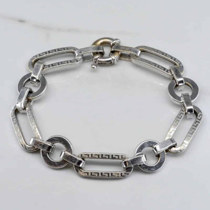 18k White Gold Patterned Chain Bracelet | 8" |