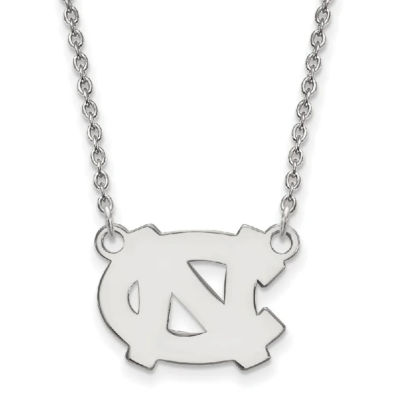 14k White Gold North Carolina Small 'NC' Pendant Necklace