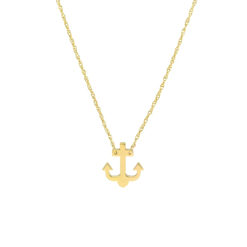 14K Yellow Gold Anchor Pendant Necklace by Midas Chain