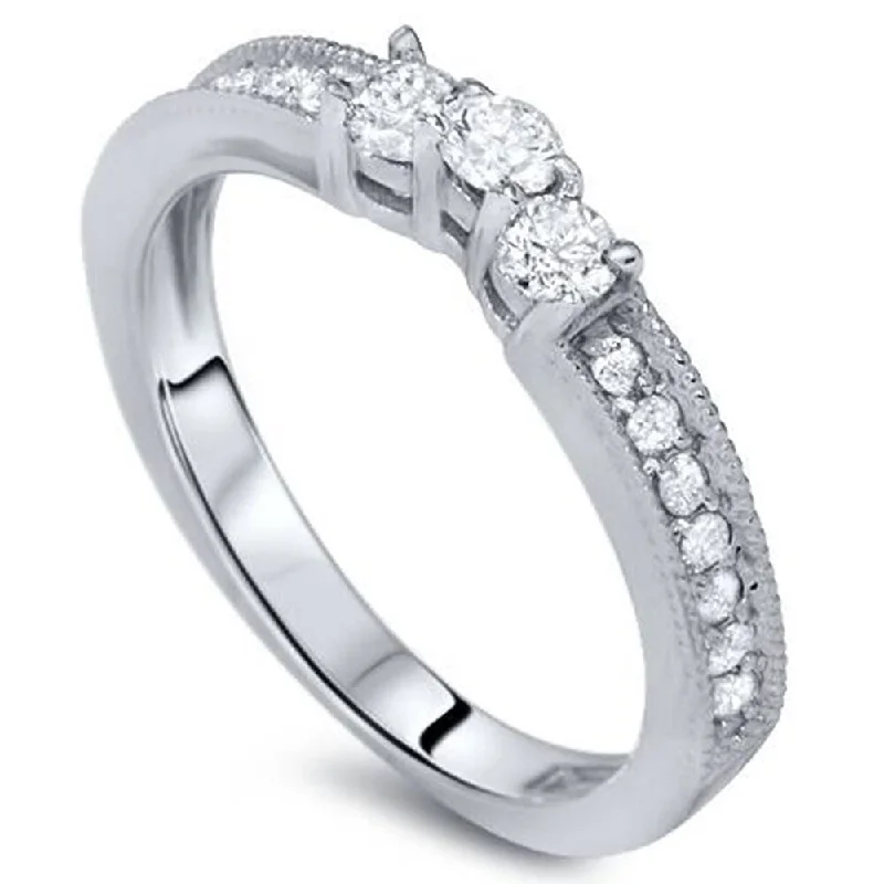 1/3ct Curved Diamond Vintage Ring White Gold