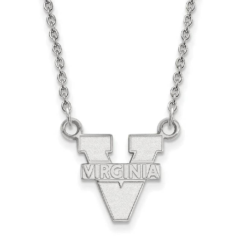 14k White Gold U of Virginia Small 'V' Logo Pendant Necklace