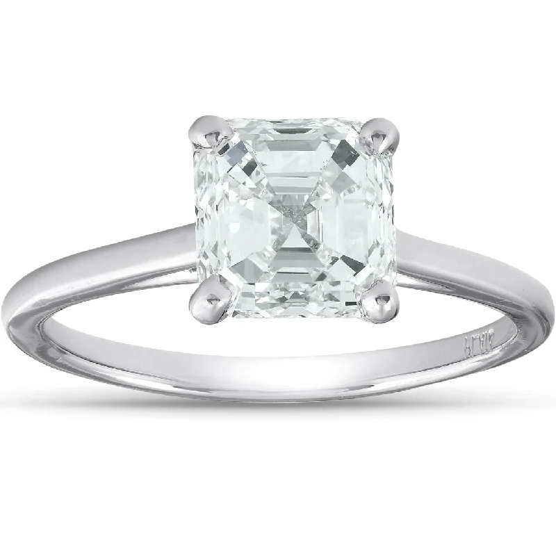 2 Ct Asscher Cut Diamond Solitaire Engagment Ring Platinum