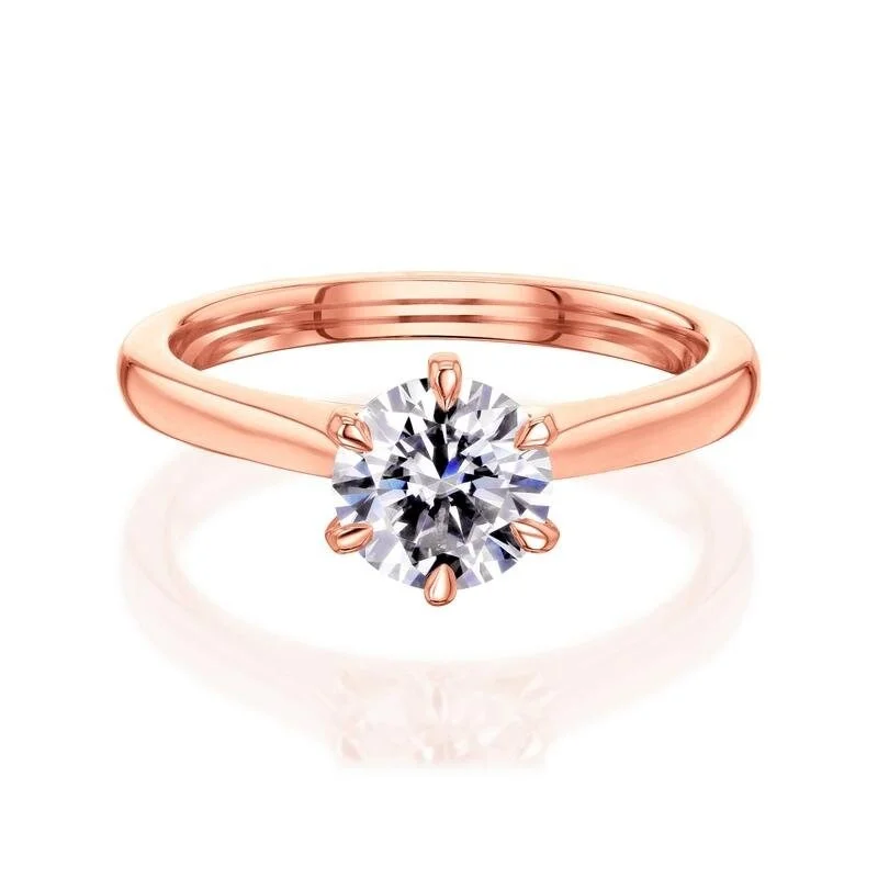 Annello by Kobelli 14k Gold Round Forever One Moissanite 6-Prong Ring (DEF/VS)