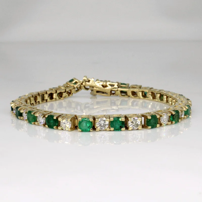 Diamond & Emerald Tennis Bracelet | 4.08ctw, 3.51ctw | 7" |