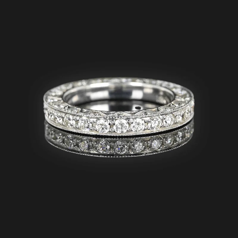 Fine 1.50 CTW Diamond Eternity Band Ring 18K White Gold