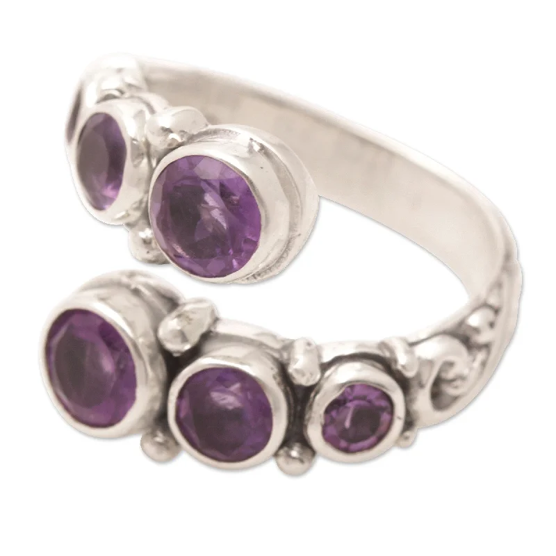 Novica Handmade Purple Gravel Amethyst Wrap Ring