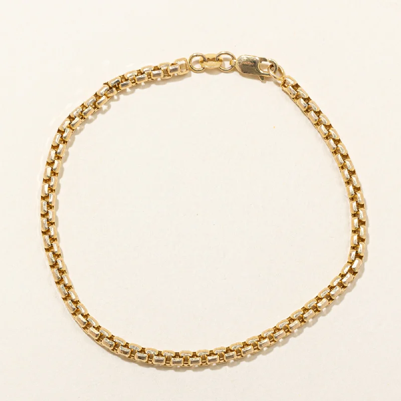 14k Yellow Gold Rounded Box Link Bracelet | 8" |