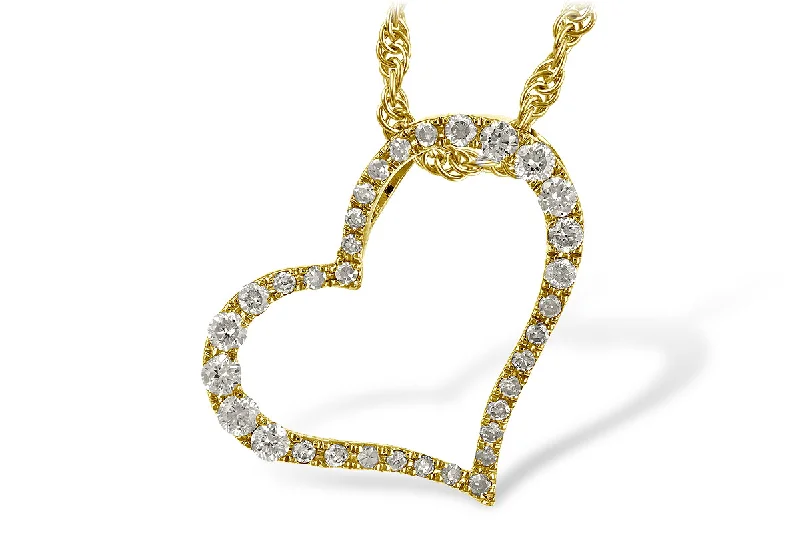 14K Yellow Gold 0.24ctw Round Diamond Heart Necklace by Allison Kaufman