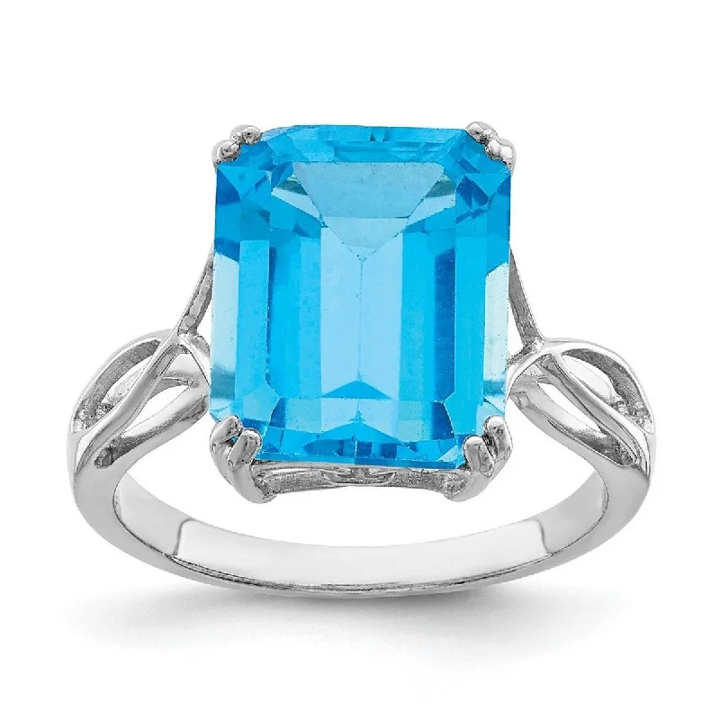 Curata 925 Sterling Silver Blue Topaz Ring