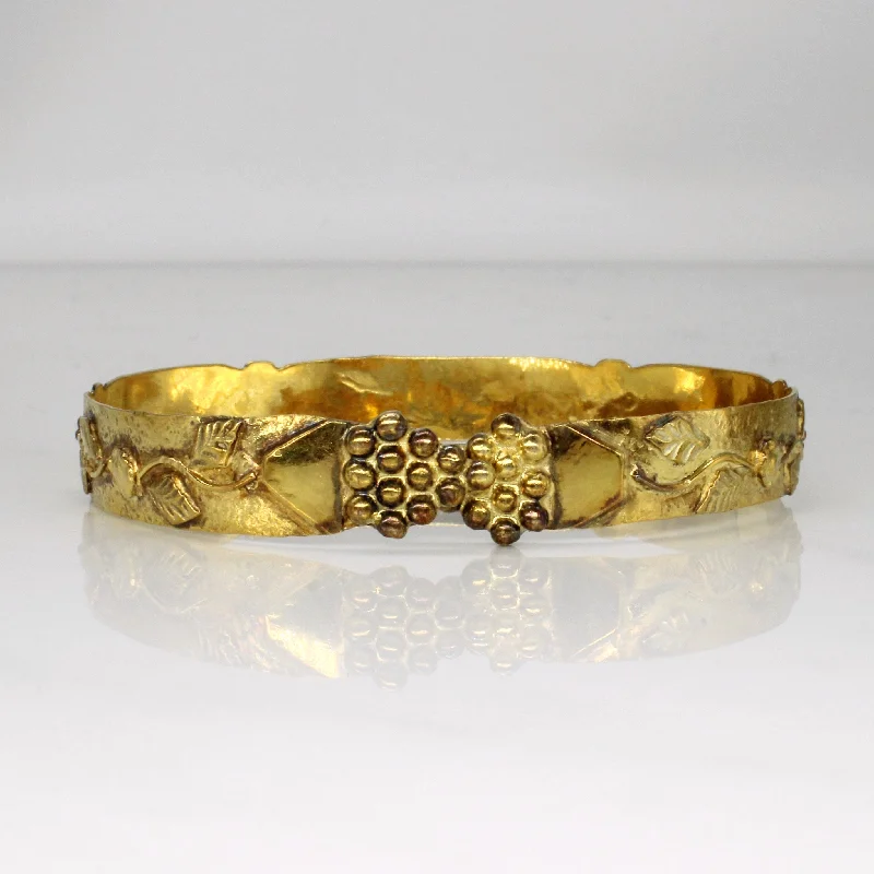 9k Yellow Gold Grape Vine Open Bangle | 8.5" |