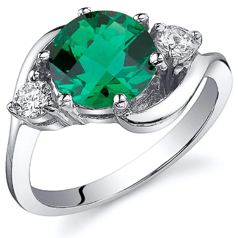 Sterling Silver 1.75 ct Created Emerald Birthstone Ring