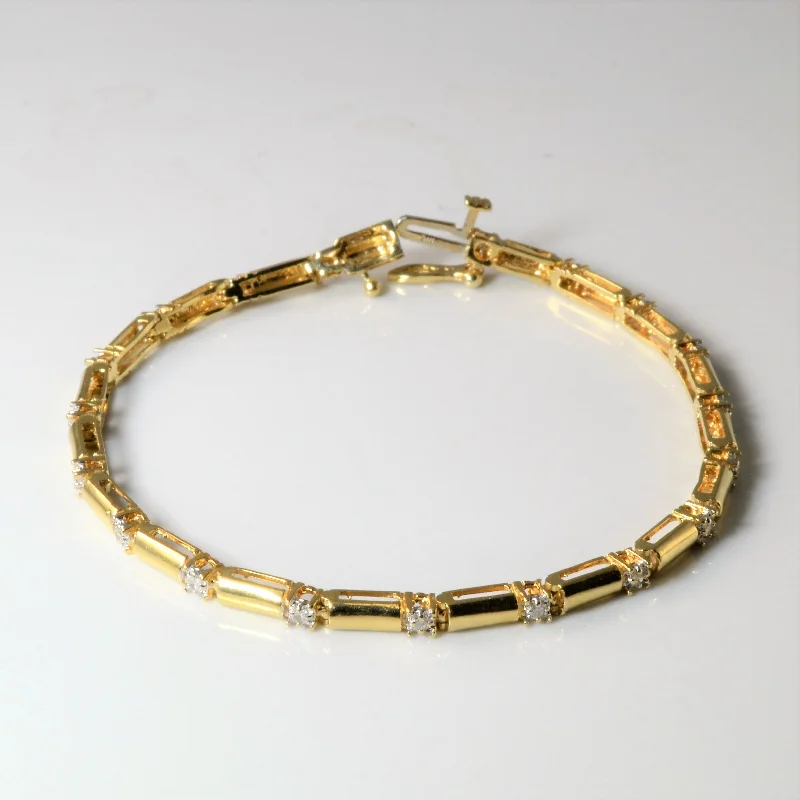 Diamond Bar Chain Bracelet | 0.19ctw | 7"|