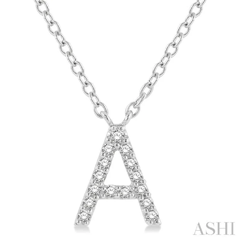 10K White Gold 0.05ctw Diamond Letter "A" Necklace