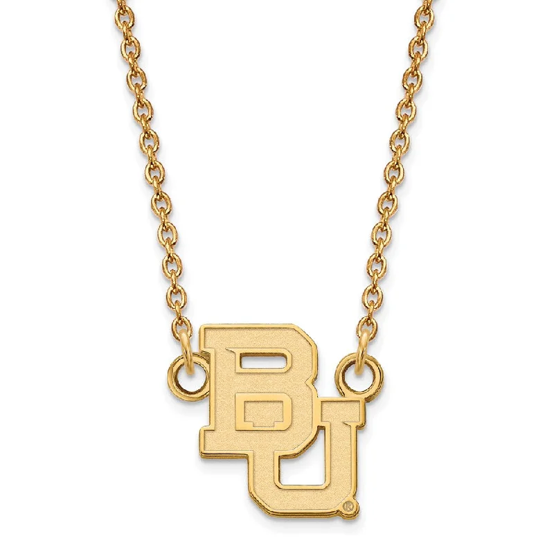 10k Yellow Gold Baylor U Small 'BU' Pendant Necklace