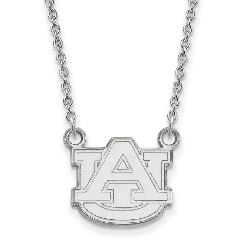 14k White Gold Auburn U Small 'AU' Pendant Necklace