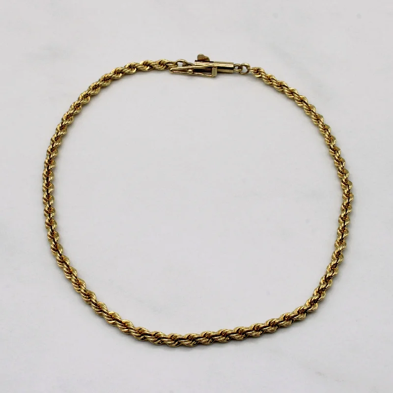 14k Yellow Gold Rope Chain Bracelet | 7.5" |