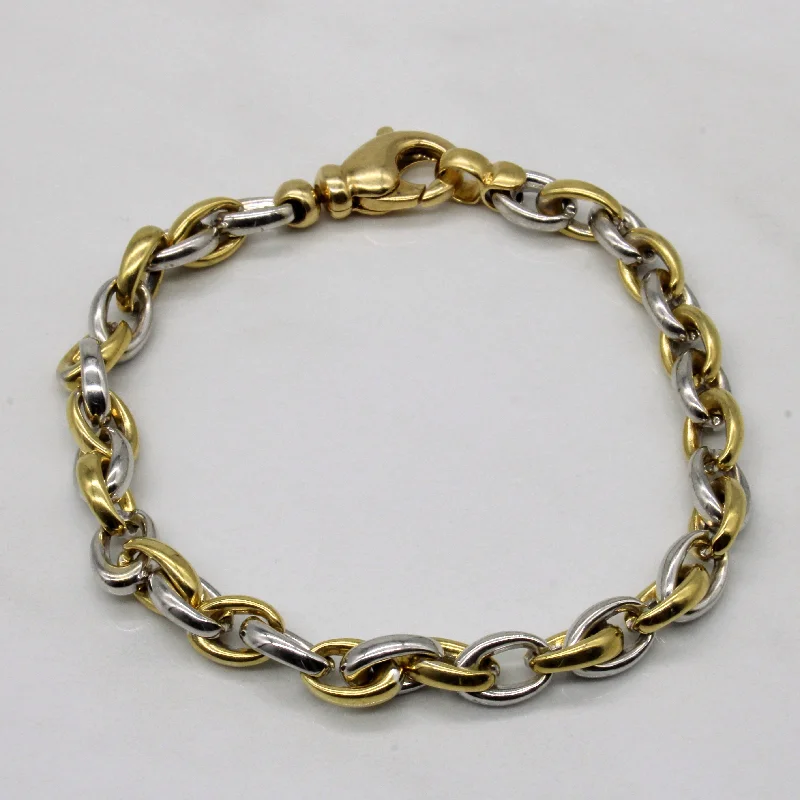 18k Two Tone Gold Oval Link Bracelet | 7.25" |